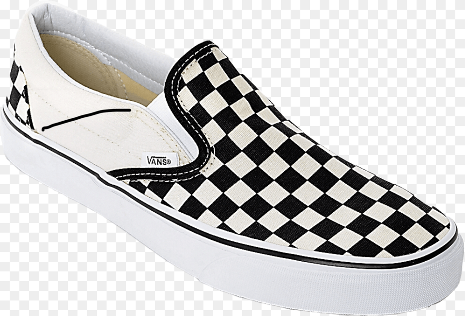 Black Checkered Vans Slip On Vans Checkered, Canvas, Clothing, Footwear, Shoe Png