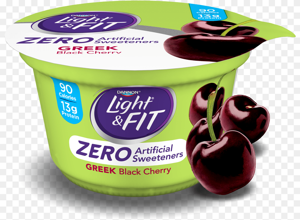 Black Cherry Greek Nonfat Yogurt With Zero Artificial Light Amp Fit Yogurt Greek Nonfat Vanilla, Dessert, Food, Fruit, Plant Free Png Download