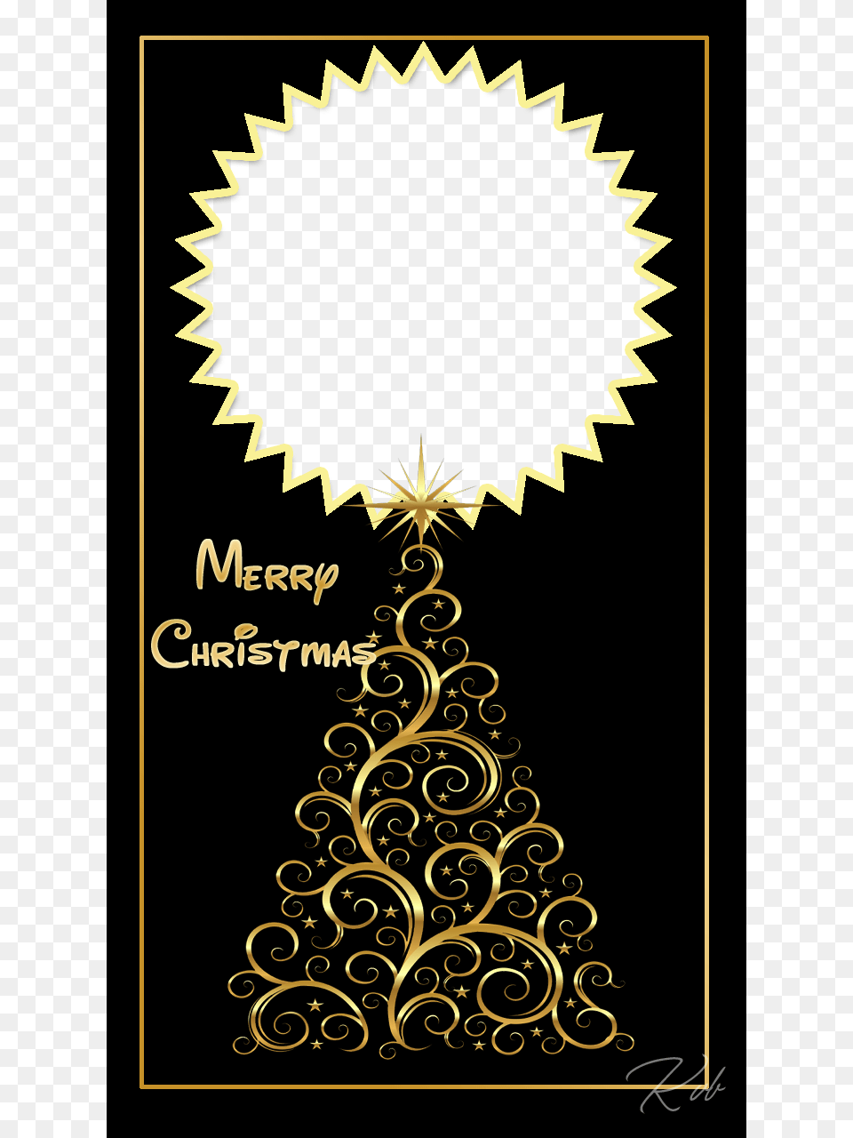 Black Christmas Frame With Christmas Tree Transparent Christmas Frame, Envelope, Greeting Card, Mail, Advertisement Png Image