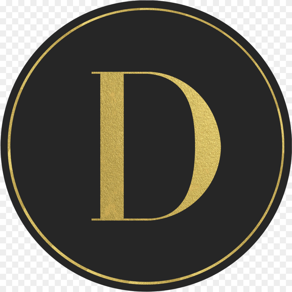 Black Circle Banner With Gold Letter D Circle, Text, Symbol, Logo, Number Png
