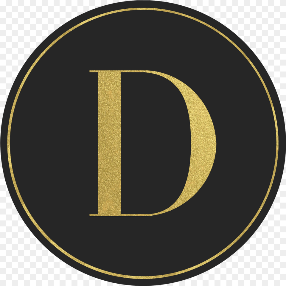 Black Circle Banner With Gold Letter D Circle, Text, Symbol, Logo, Number Free Png Download