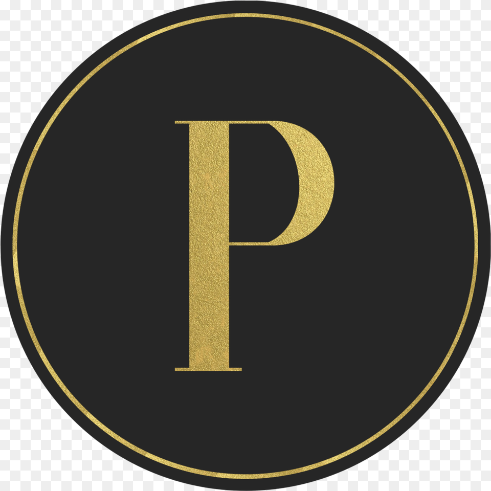 Black Circle Banner With Gold Letter P Circle, Number, Symbol, Text, Disk Free Png Download