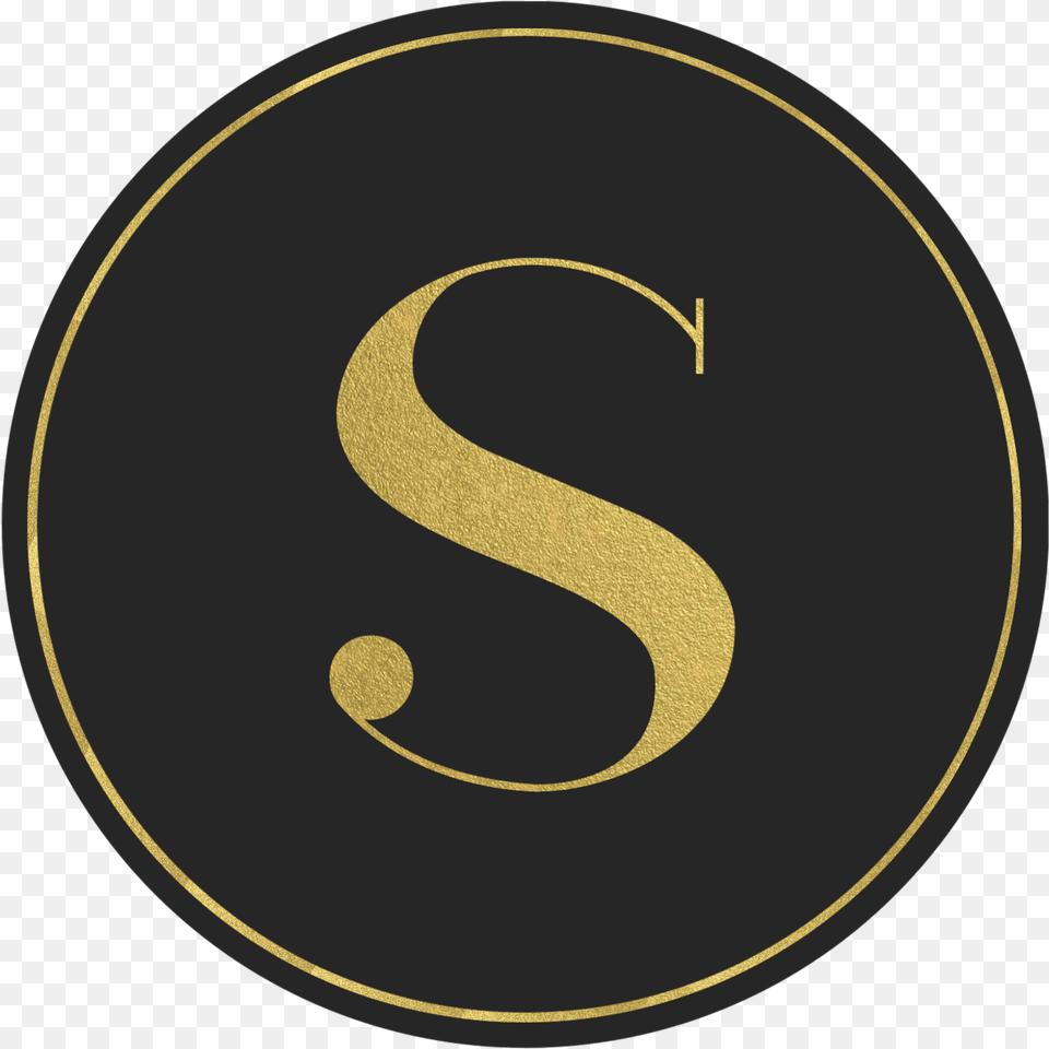 Black Circle Banner With Gold Letter S Circle, Symbol, Text, Number, Alphabet Free Png Download