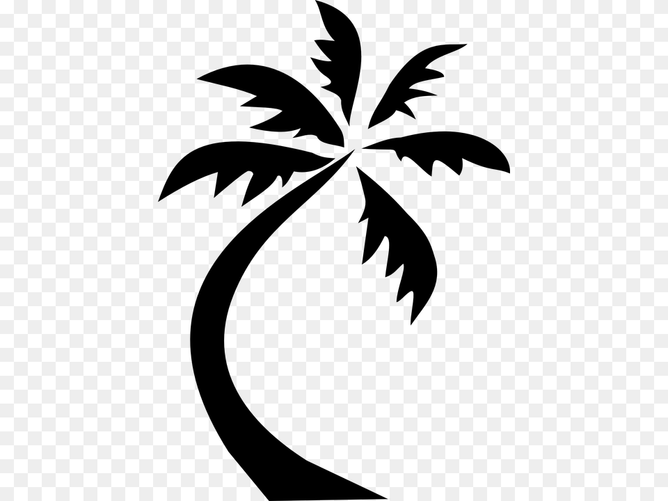 Black Coconut Tree Silhouette Isolated Palm Tree Clip Art Black And White, Nature, Night, Outdoors Png Image