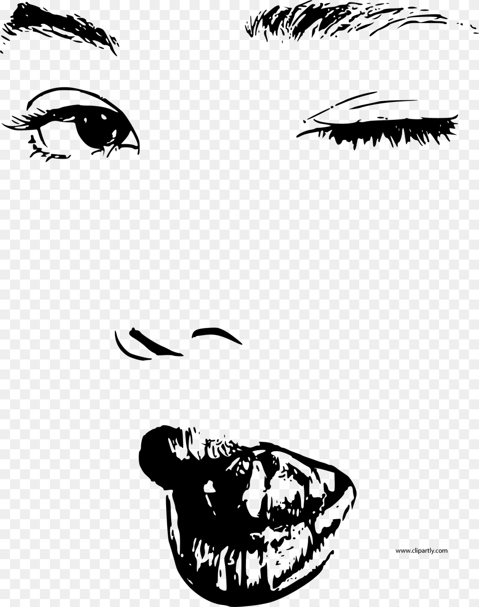 Black Color Minimalistic Face With Graphite Pencils Illustration, Stencil, Art, Drawing Free Png Download