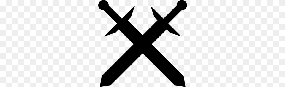 Black Crossed Swords Clip Art, Gray Free Png