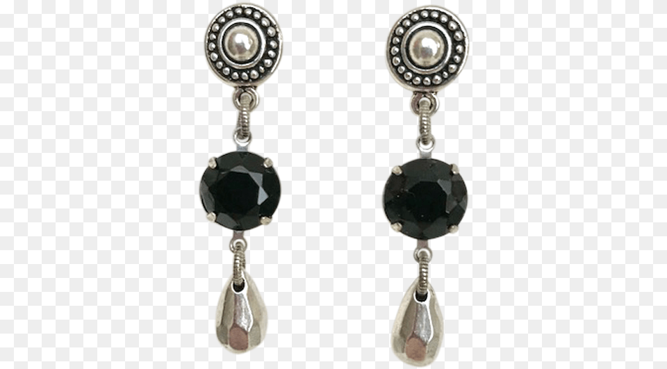 Black Crystal Silver Teardrop Earrings Earring, Accessories, Jewelry Free Png Download
