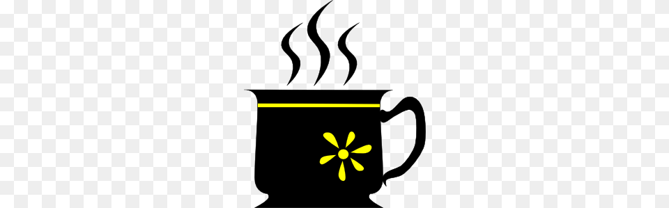 Black Cup With Yellow Flower Clip Art, Beverage, Coffee, Coffee Cup, Animal Free Png