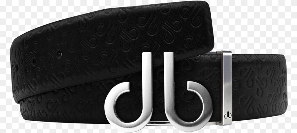 Black Db Icon Pattern Embossed Leather Belt With Druh Silver Buckle Solid, Accessories Png