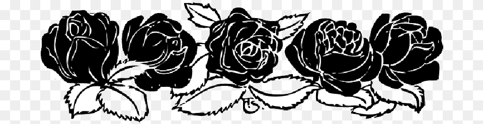 Black Decorations Corner Outline White Border Rose Border Black And White, Art Free Transparent Png