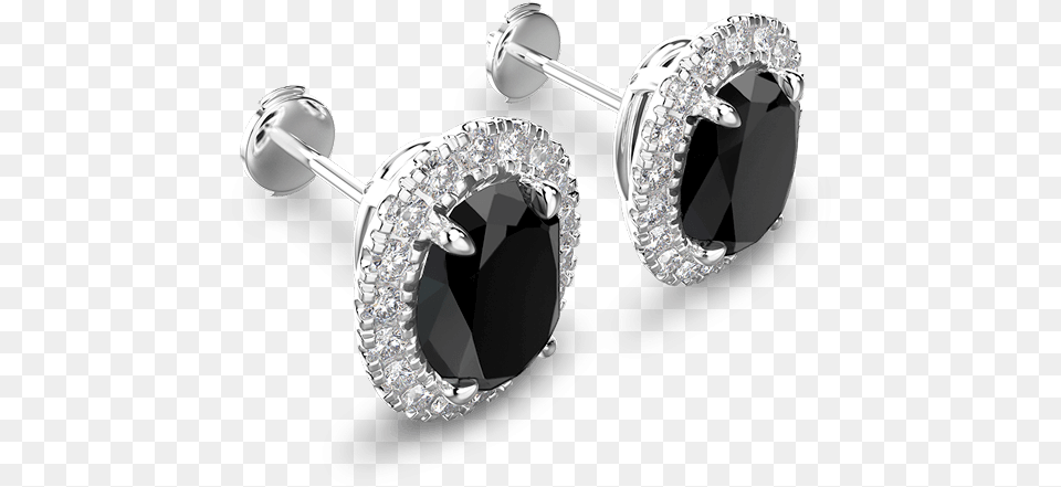 Black Diamond Oval Halo Earrings Earrings, Accessories, Earring, Gemstone, Jewelry Free Png