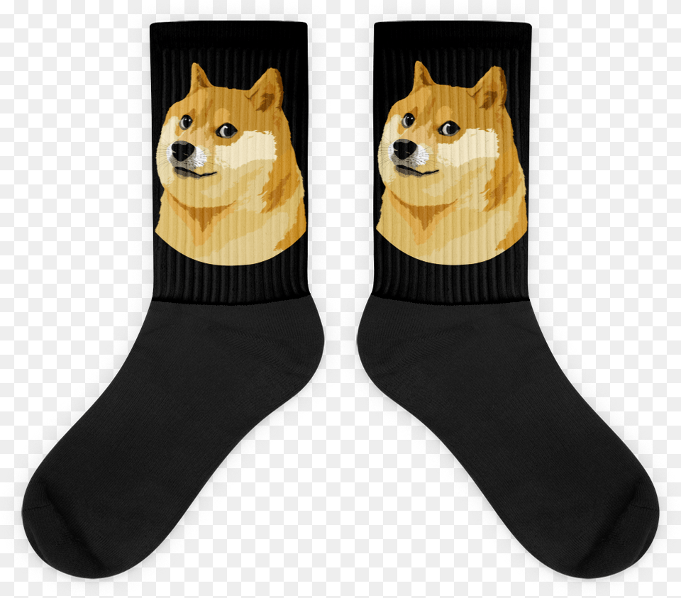Black Dogecoin Doge Socks Sock, Clothing, Hosiery, Animal, Cat Png