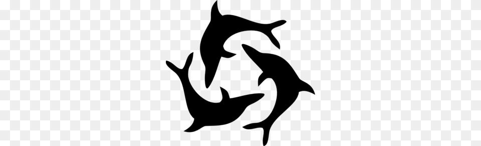 Black Dolphin Triad Clip Art, Gray Free Transparent Png