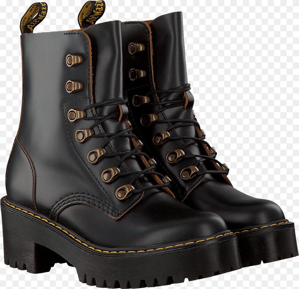 Black Dr Martens Lace Up Boots Leona, Clothing, Footwear, Shoe, Boot Free Png Download