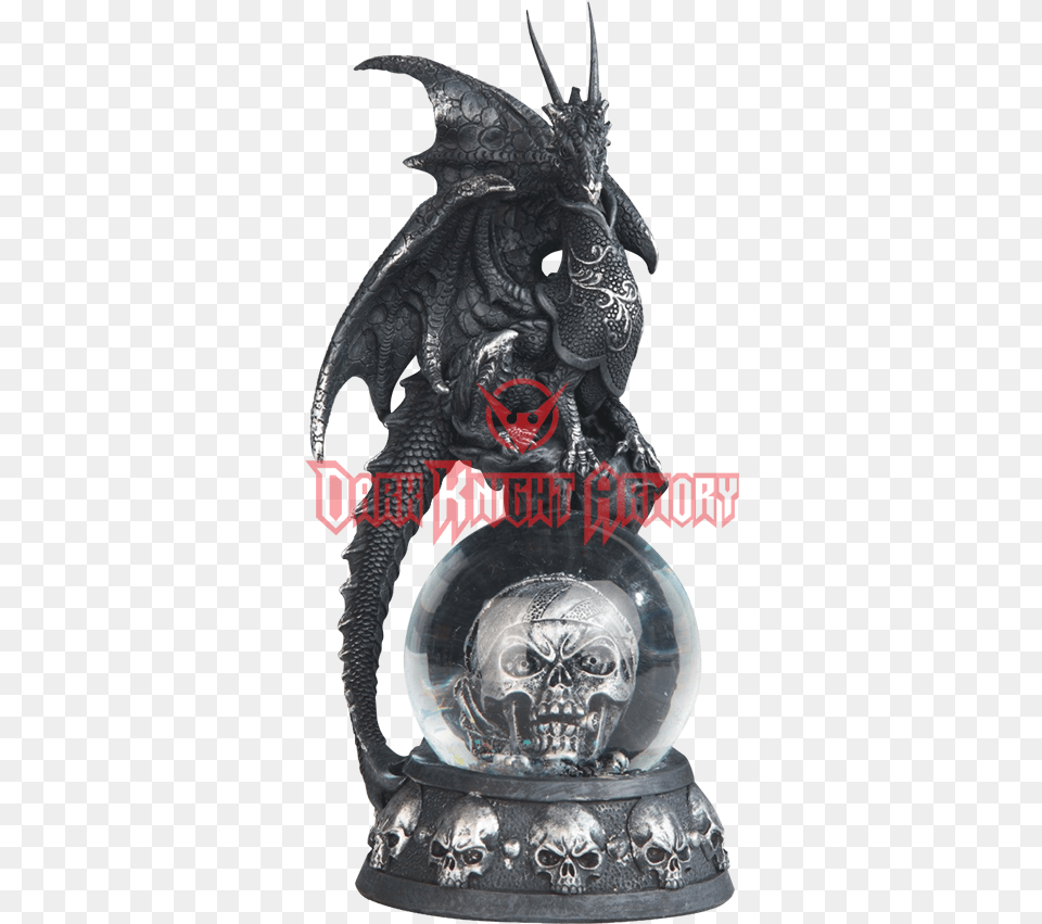 Black Dragon On Pirate Skull Snow Globe Black Dragon Globe, Accessories, Ornament, Animal, Bird Free Transparent Png
