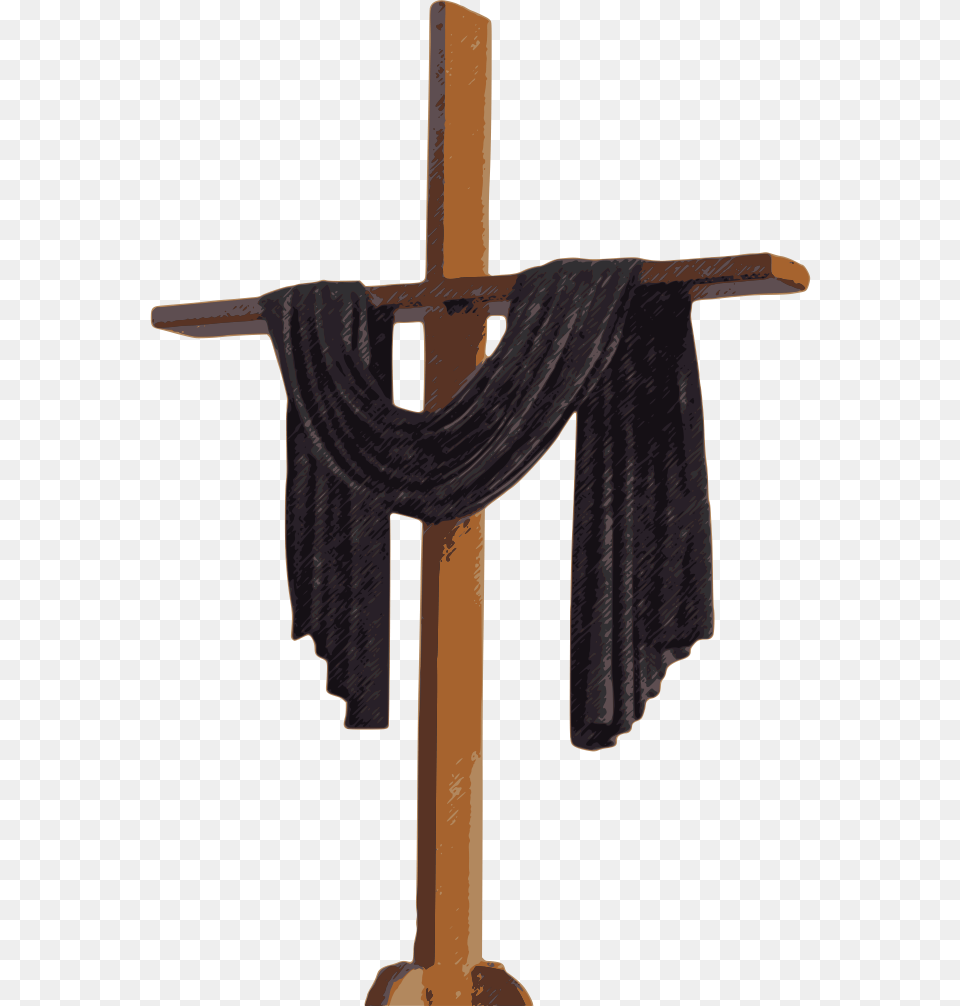 Black Drapped Cross, Symbol, Sword, Weapon Png Image