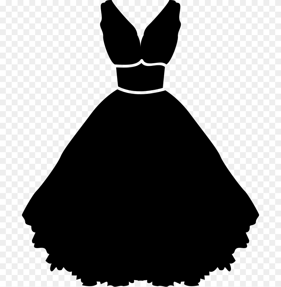 Black Dress Clipart Icon Transparent Dress Vector, Formal Wear, Stencil, Silhouette, Clothing Png