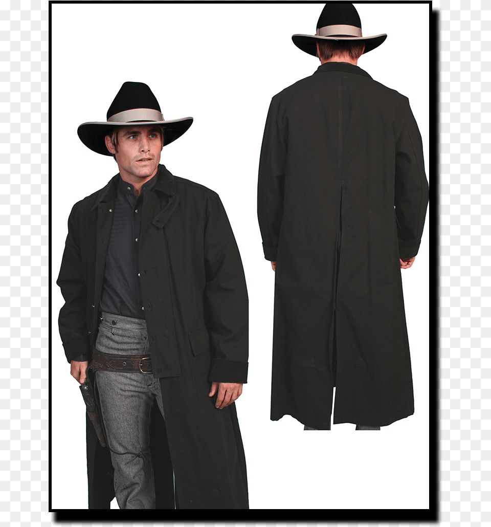 Black Duster Jacket Mens, Clothing, Coat, Hat, Adult Free Png
