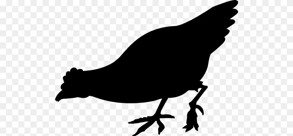 Black Eating Chicken Clip Art Chicken Clipart Black, Silhouette, Stencil, Animal, Bird Free Png Download