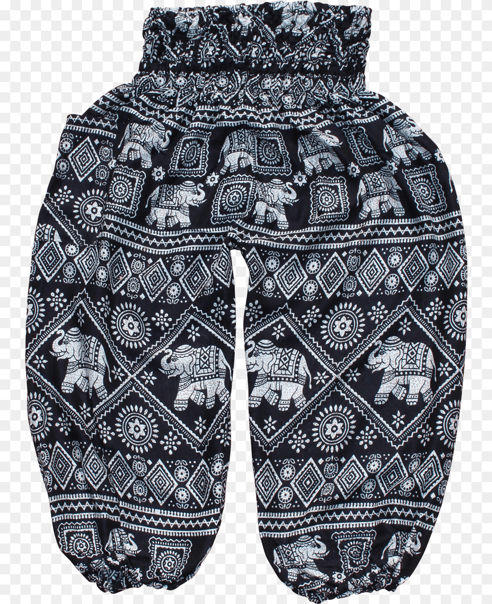 Black Elephant Kids Harem Pants Bohemian Island One Piece Garment, Clothing, Shorts, Pattern, Adult Free Png