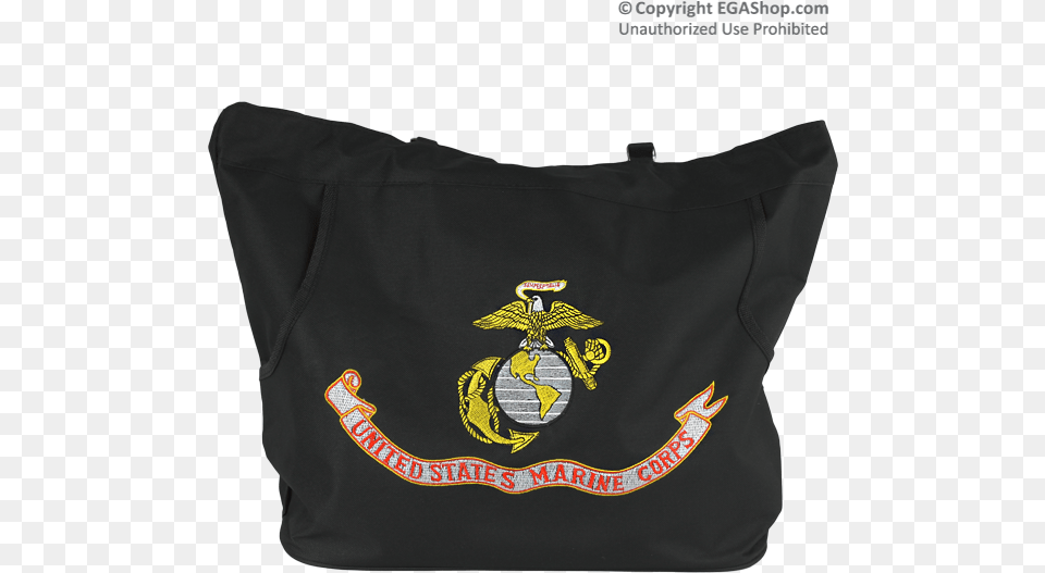 Black Embroidered Eagle Globe And Anchor Totebag With Marine Corps, Bag, Tote Bag, Accessories, Handbag Png