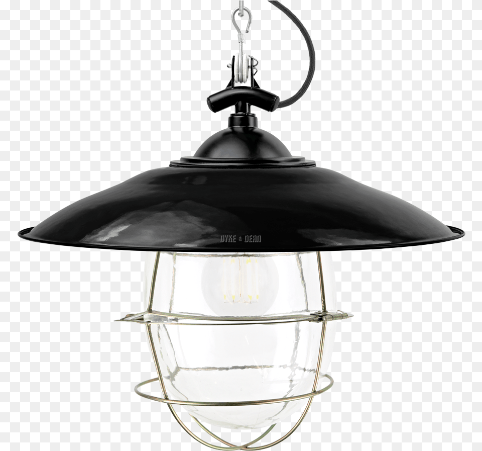 Black Enamel Shaded Bell Jar Light Brass Cage Ceiling Fixture, Lamp, Chandelier, Light Fixture Free Png