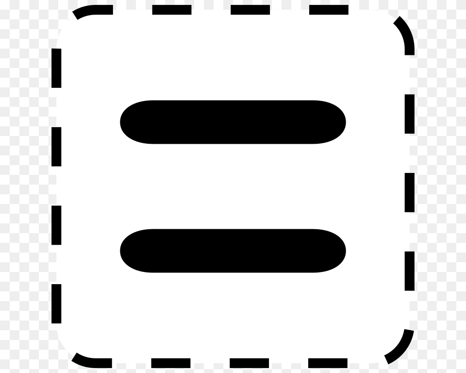 Black Equals Sign On White Rounded Square With Black Dashed, Cutlery, Fork, Text Free Png