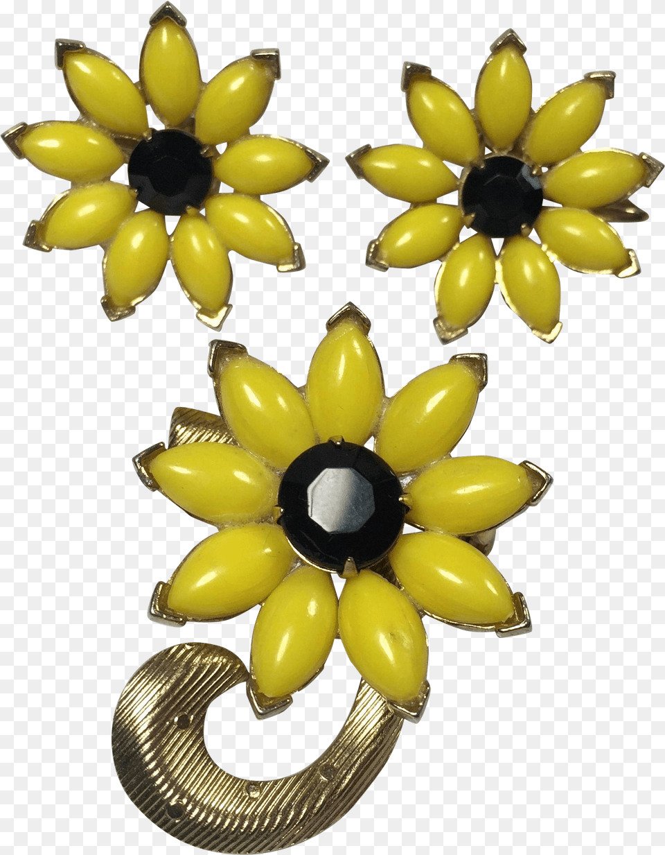 Black Eyed Susan Floral Brooch Amp Earrings Artificial Flower, Accessories, Earring, Jewelry, Gemstone Free Png Download