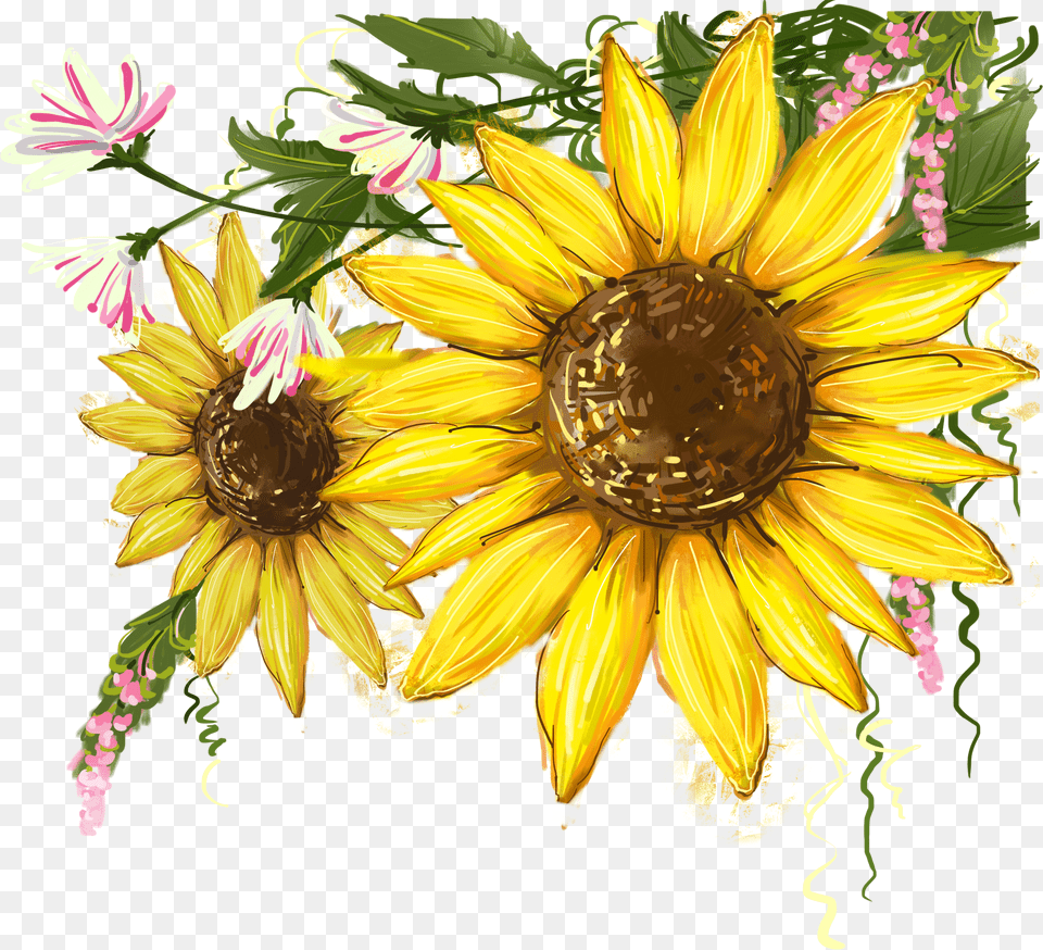 Black Eyed Susan Sunflower Design For Fabric Painting, Flower, Plant, Flower Arrangement, Flower Bouquet Free Png Download