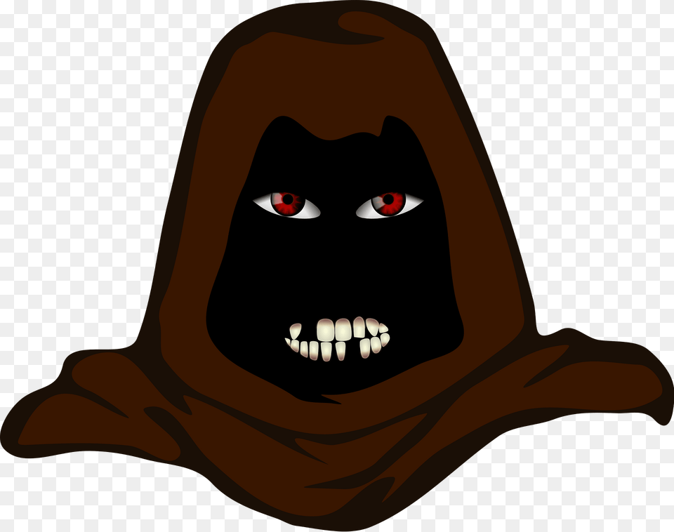 Black Face In A Brown Cloak Clipart, Clothing, Hood, Animal, Sea Life Png Image