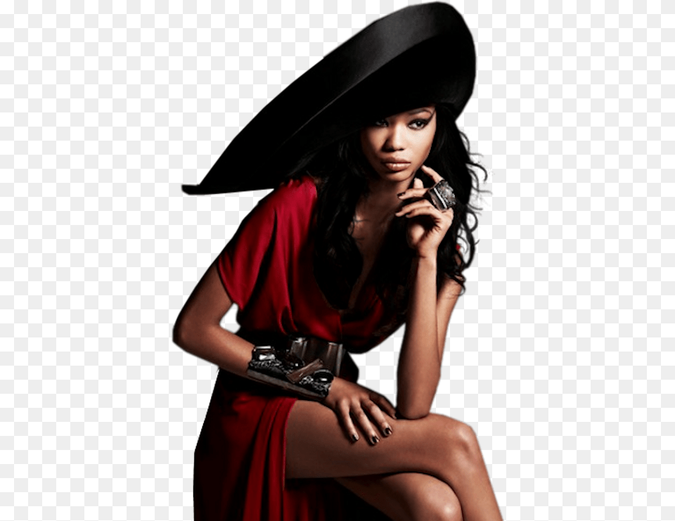 Black Fashion Model, Woman, Person, Hat, Female Png