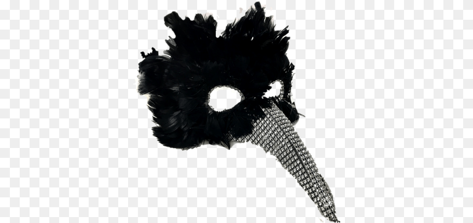 Black Feather Mask With Silver Nose Headpiece, Person, Head Free Png