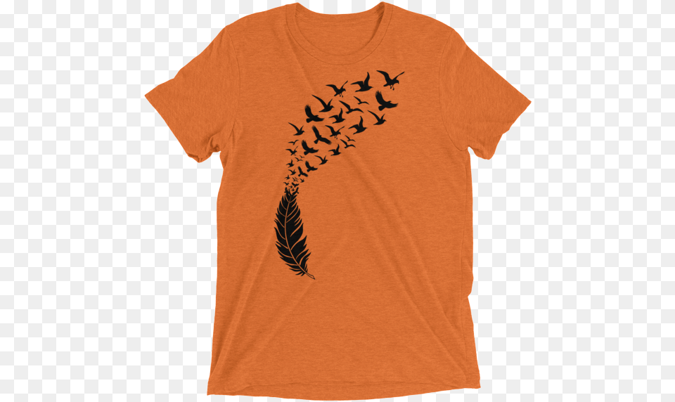 Black Feathers With Flying Birds Short Sleeve Unisex T Shirt Count Your Blessings Shirt, Clothing, T-shirt, Animal, Bird Png Image