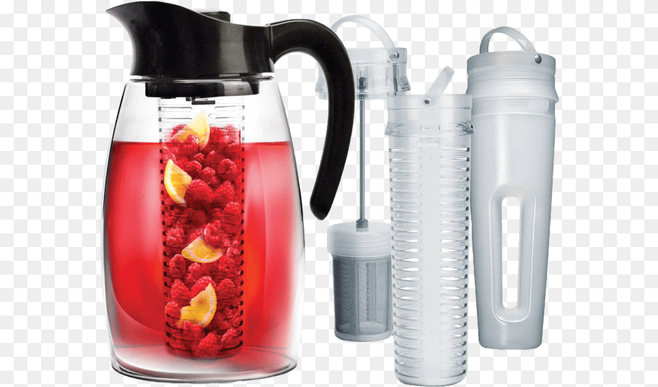 Black Flavor It With Tea And Fruit Infuser With Chill Tea Infuser Pitcher, Berry, Raspberry, Food, Jug Free Png Download