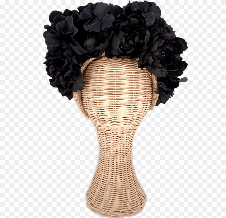 Black Floral Crown Hair Design, Clothing, Hat, Plant, Bonnet Png