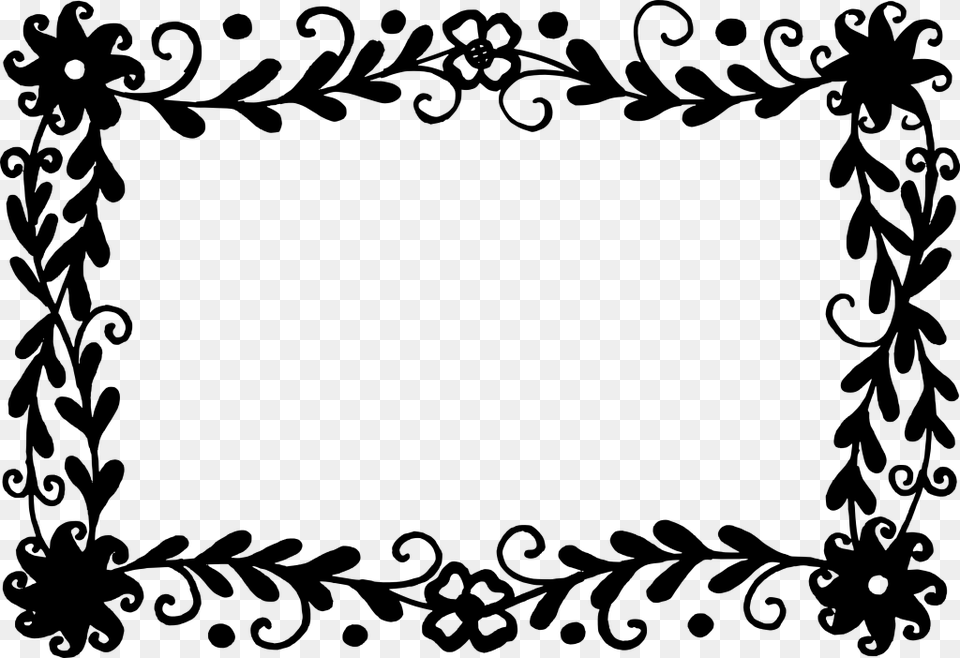 Black Floral Frame Vector, Gray Free Png Download