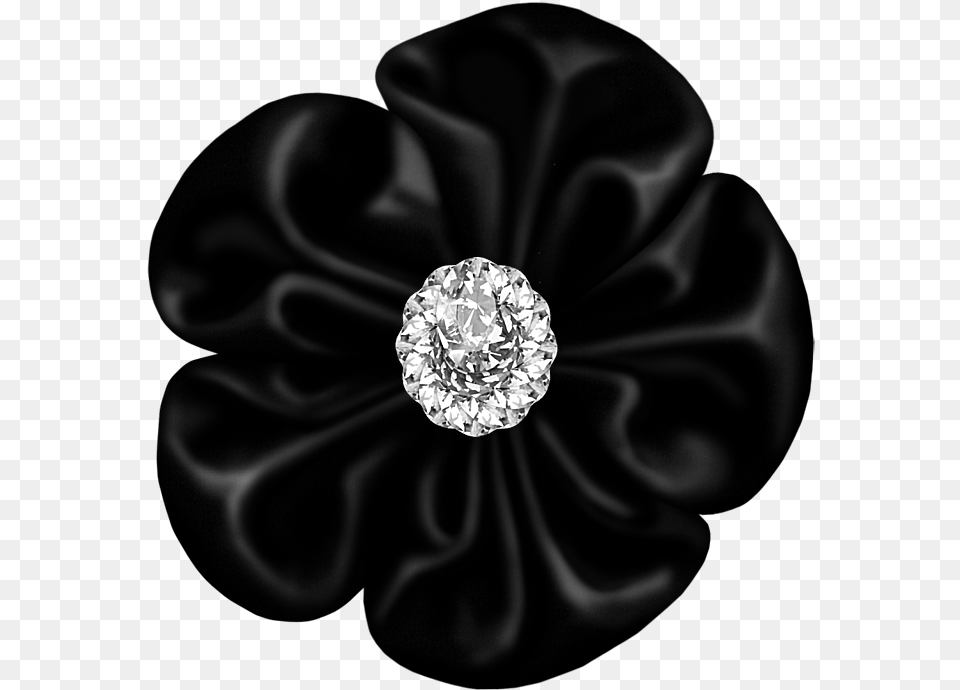Black Flower Black Bow With Diamond Transparent Background, Accessories, Gemstone, Jewelry Png