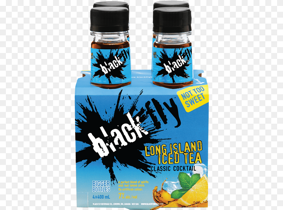 Black Fly Long Island Iced Tea 4 X 400 Ml Black Fly Iced Tea, Bottle, Person, Ink Bottle, Cosmetics Png