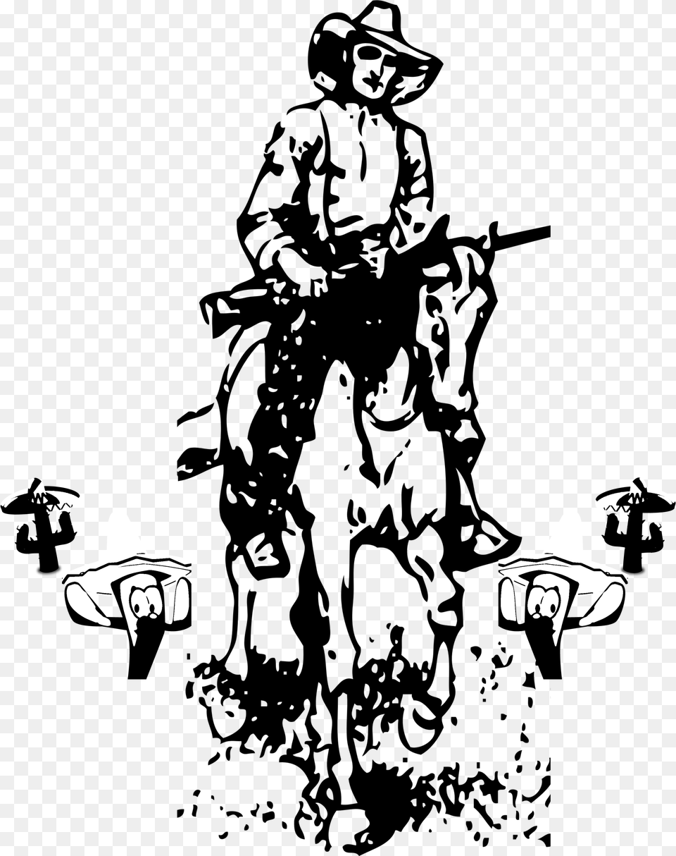 Black Free Cowboy On Horse Shower Curtain, Clothing, Hat, Stencil, Person Png