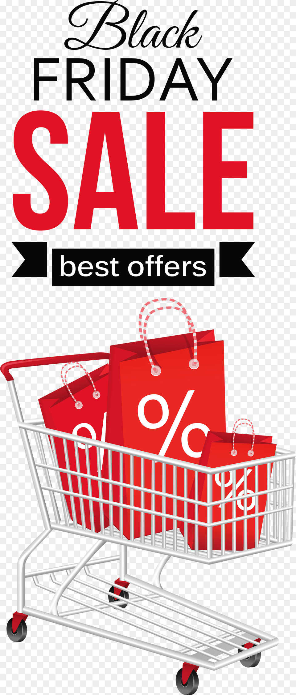 Black Friday Sale With Shopping Cart Clipart Picture Transparent Black Friday, Crib, Furniture, Infant Bed, Advertisement Png Image
