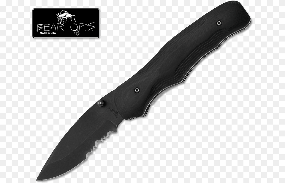 Black G10 Handle Black Drop Point Blade Folder Hunting Knife, Weapon, Dagger Png Image