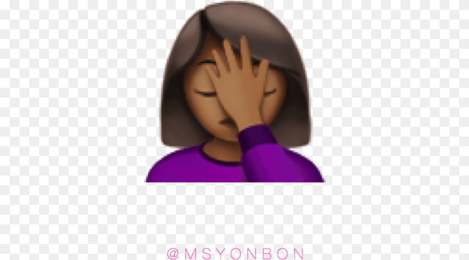 Black Girl Hand Over Face Emoji Emoji With Hand On Head, Clothing, Hat, Purple, Cap Png