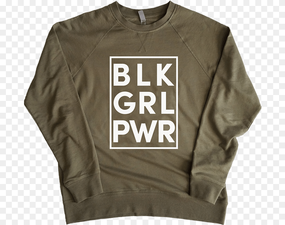 Black Girl Power French Terry Long Sleeved T Shirt, Clothing, Hoodie, Knitwear, Sweater Free Png