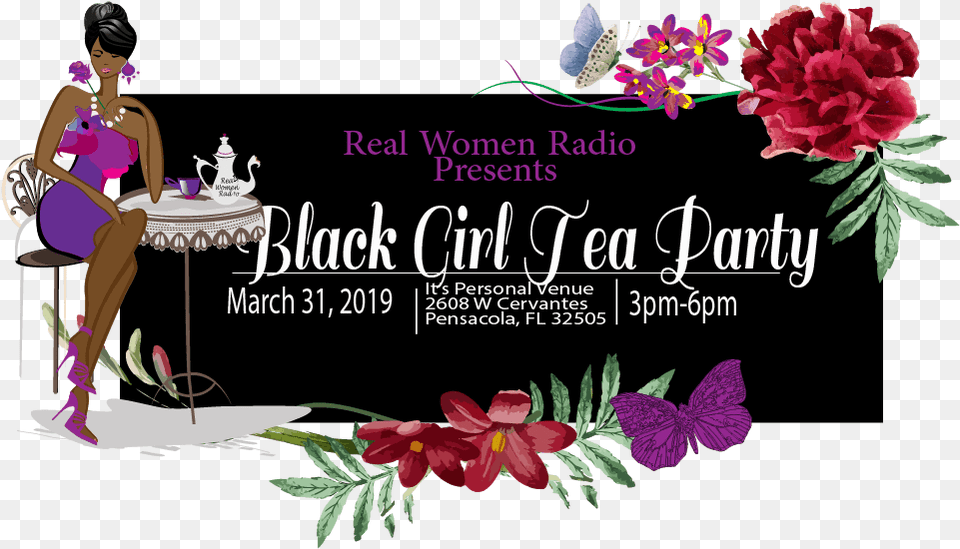 Black Girl Tea Party, Art, Purple, Pattern, Floral Design Free Transparent Png