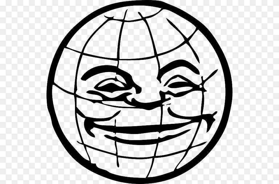 Black Globe World Face White Lines Grinning Globe With Human Face, Stencil, Person, Astronomy, Outer Space Png Image
