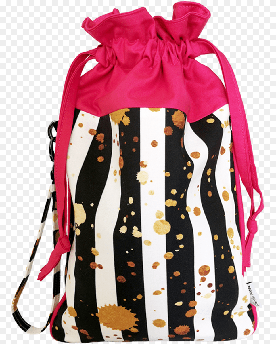 Black Gold And Pink Drawstring Bag Bag, Accessories, Handbag, Backpack, Clothing Free Png Download