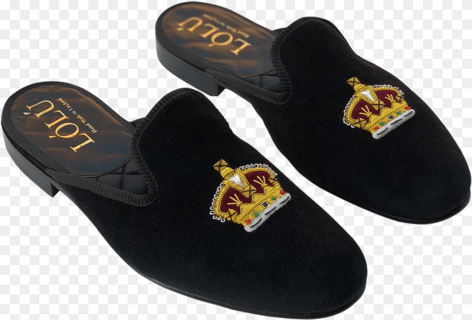 Black Gold Crown Mule Slip On Mule, Clothing, Footwear, Shoe, Suede Free Png Download