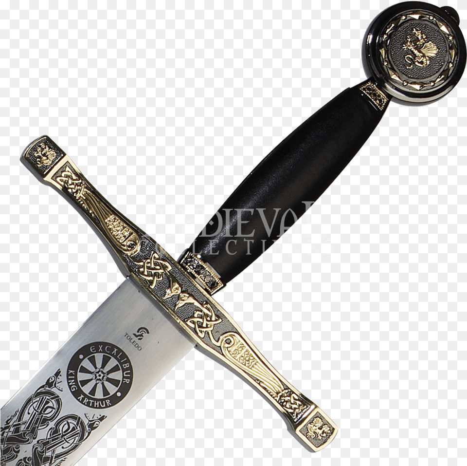 Black Gold Excalibur Sword Excalibur Sword Hilt, Blade, Dagger, Knife, Weapon Png Image