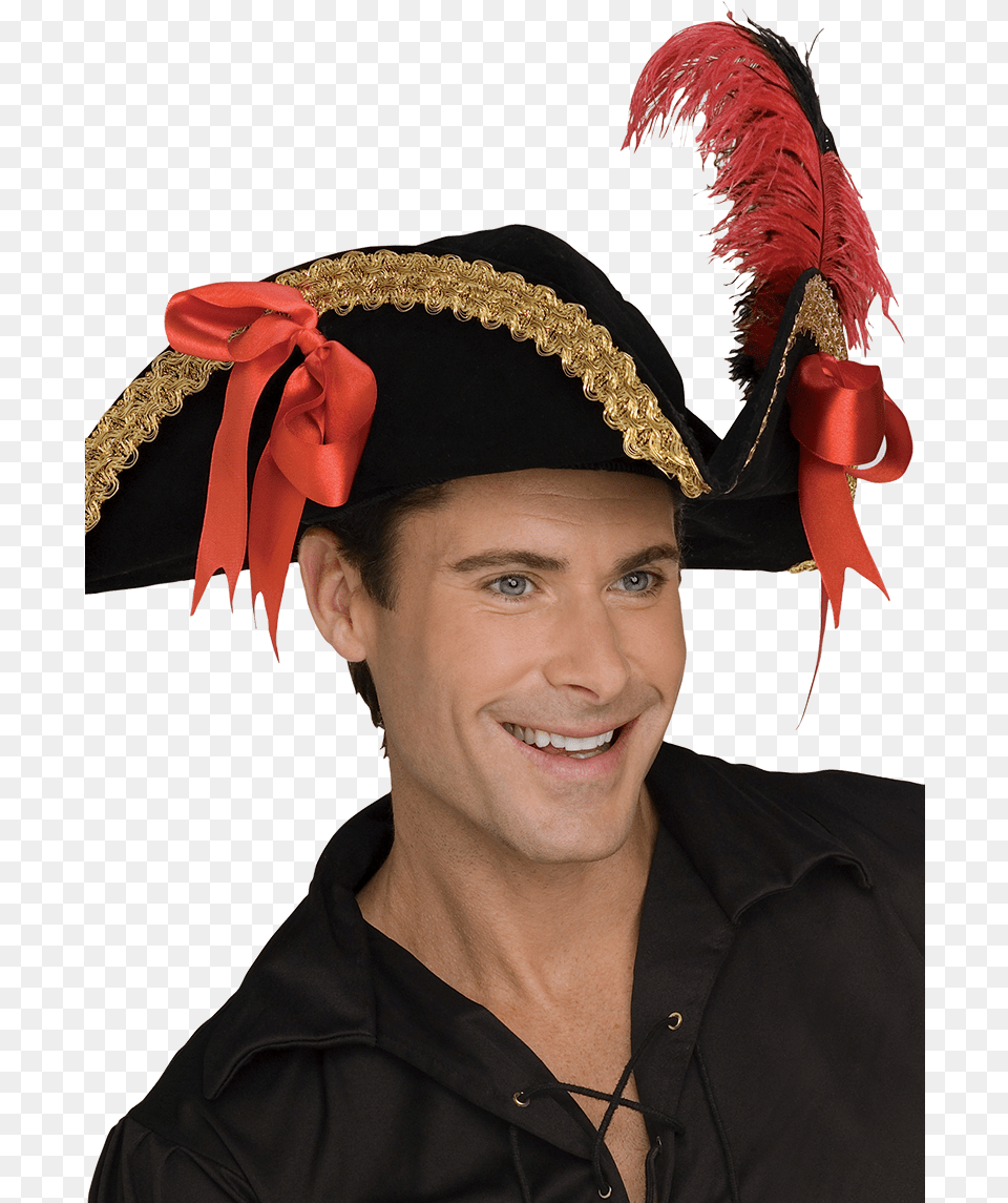 Black Gold Pirate Hat Pirate Hat, Clothing, Adult, Male, Man Free Transparent Png