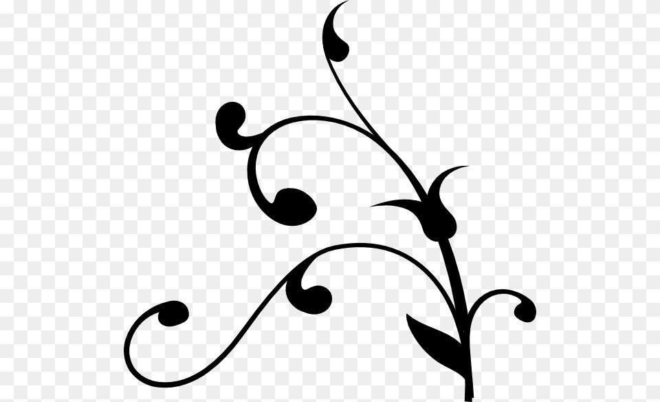Black Grassy Swirl Clip Art, Floral Design, Graphics, Pattern, Stencil Png
